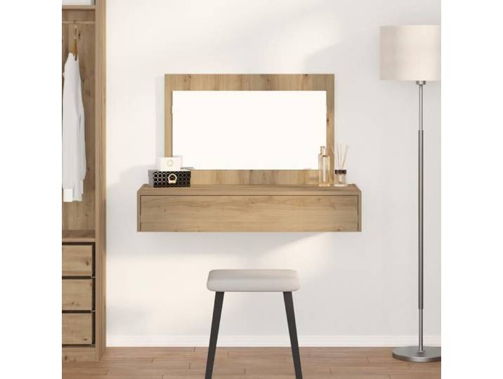 Table de Maquillage Murale en Chêne 100x40x70 cm