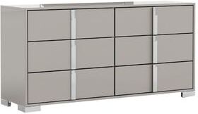Benjara Suni Wide Dresser, Light Taupe Wood with UV Finish, 6 Drawers