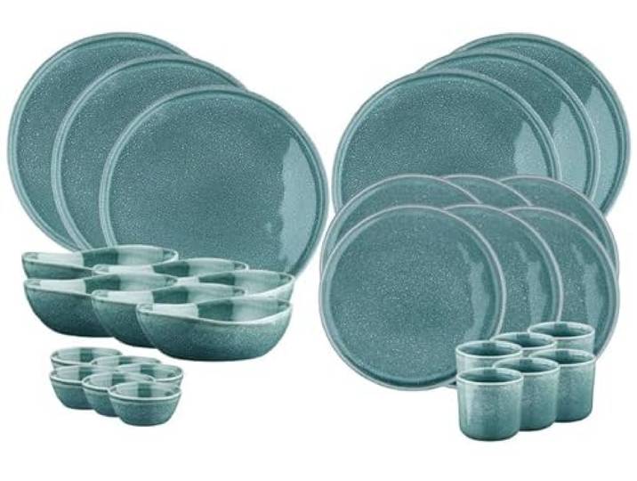BJORN Geschirrset MAGMA COBALT 30-teilig aus Steinzeug mit reaktiver Glasur – Geschirrset 6 Personen mit Tellern, Schalen und Bechern – Modernes Geschirr Set
