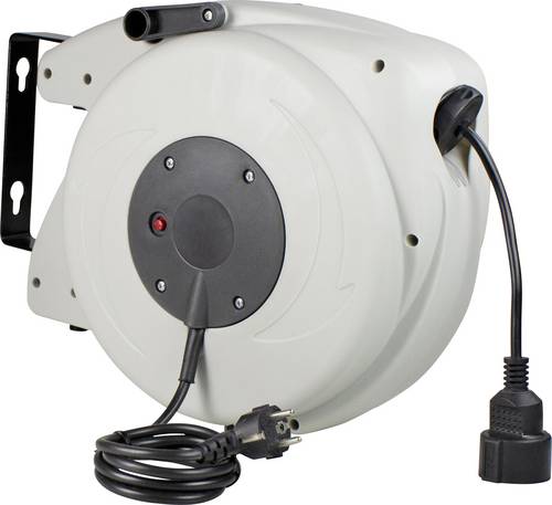 AS Schwabe 12645 Wandkabeltrommel 20m Schwarz Schutzkontakt-Winkelstecker, Frankreich-Stecker
