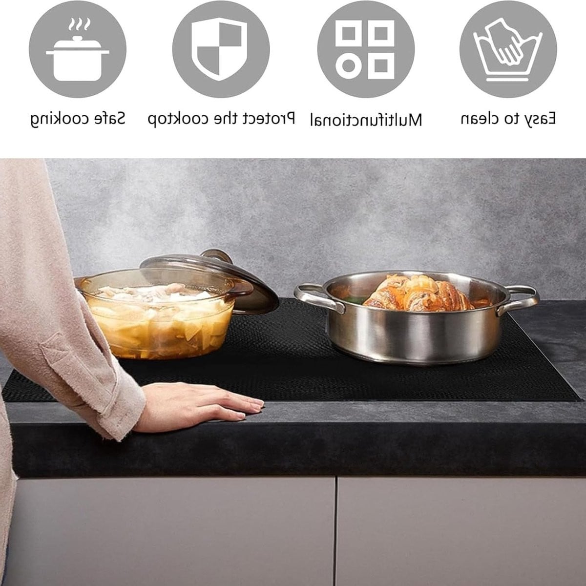 Siliconen beschermmat voor inductiekookplaat - Hittebestendig, antislip en magnetisch - 61 x 53 cm