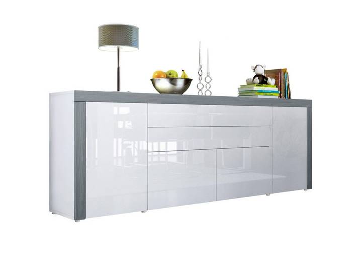 SIDEBOARD La Paz Weiß Hochglanz / Avola-Anthrazit