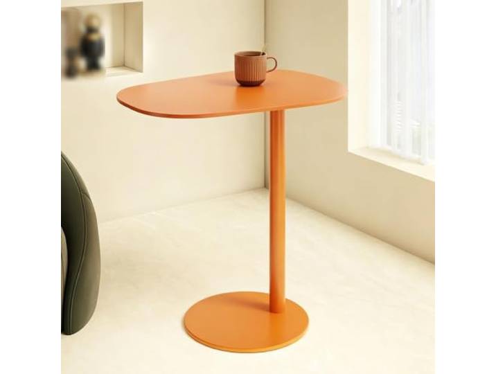 C-förmiger Metall-Beistelltisch, moderner Beistelltisch ovaler Tischplatte Großzügige ovale Ablagefläche, schlankes platzsparendes, robustes Ganzmetallgestell(Orange,50*35*63cm/19.7*13.8*24.8in)