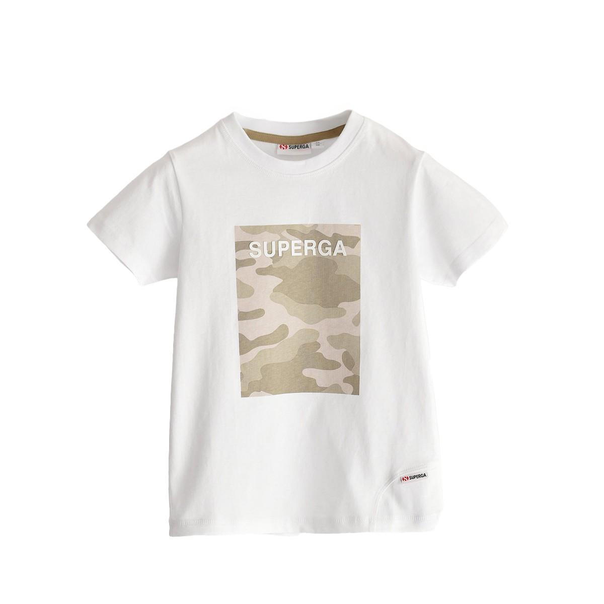 Superga Kinder/Kids Camo Logo T-shirt met kapmouw (Wit)