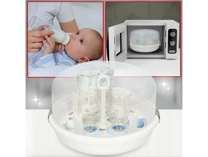 Mikrowellen Babyflaschensterilisator, Dampfsterilisation, bis zu 4x (250 ml) Flaschen
