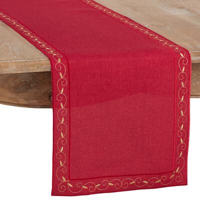 Saro Lifestyle Holiday Table Runner With Embroidered Border Design