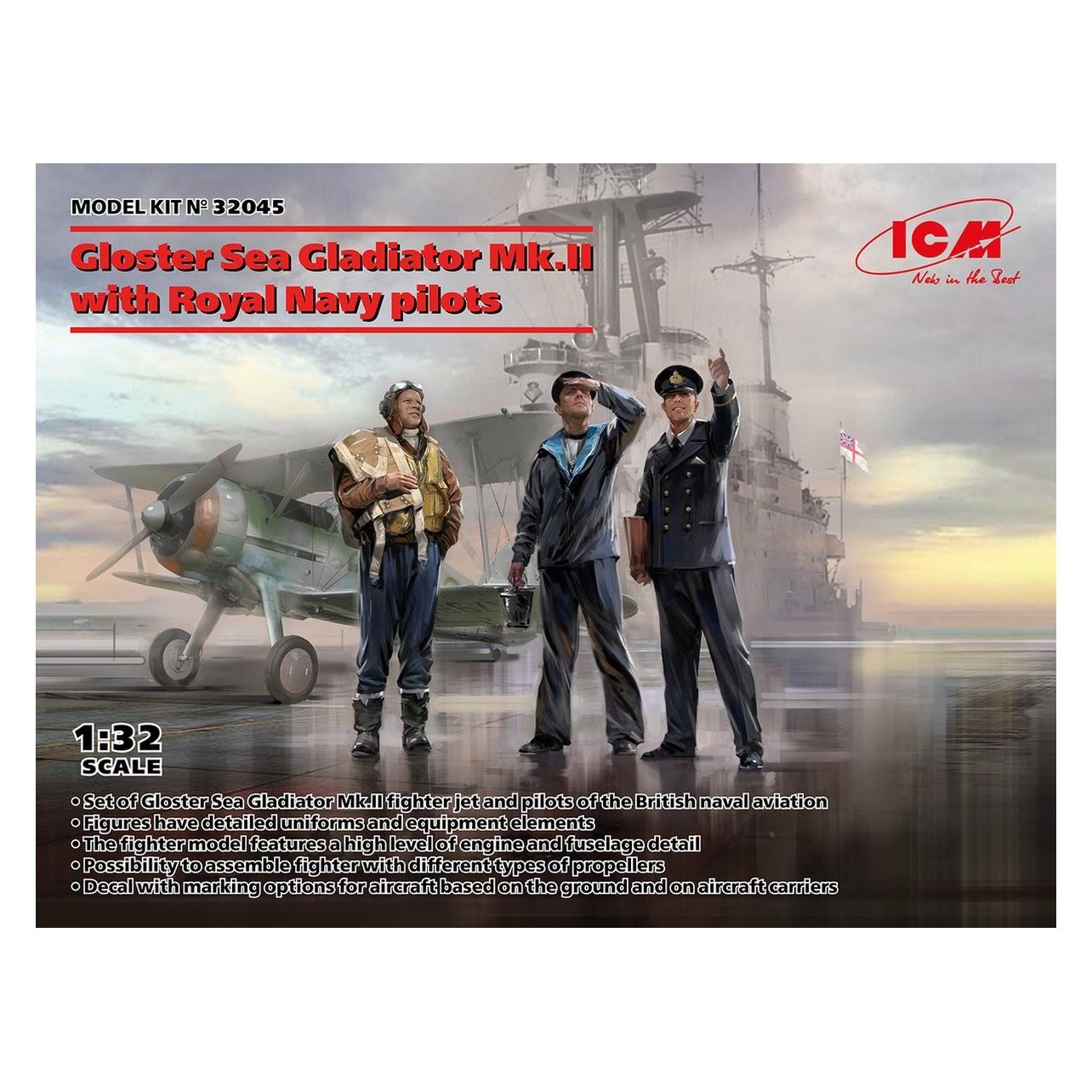 ICM Gloster Sea Gladiator Mk.II with Royal Navy pilots (32045)