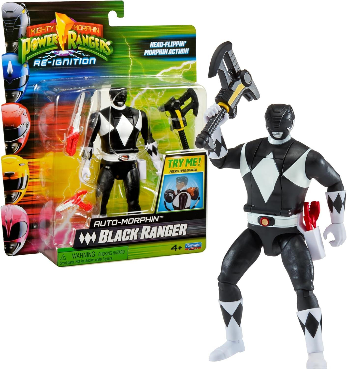 Power Rangers Auto-Morphin 2-in-1 Actiefiguur Black Ranger Zack, 15 cm, PWG073