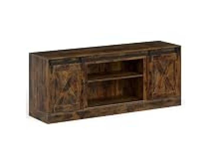 Helloshop26 Meuble TV avec Portes coulissantes 150 x 39 x 60 cm Rangement personnalisé Style Rustique en Bois Marron 20_0019040