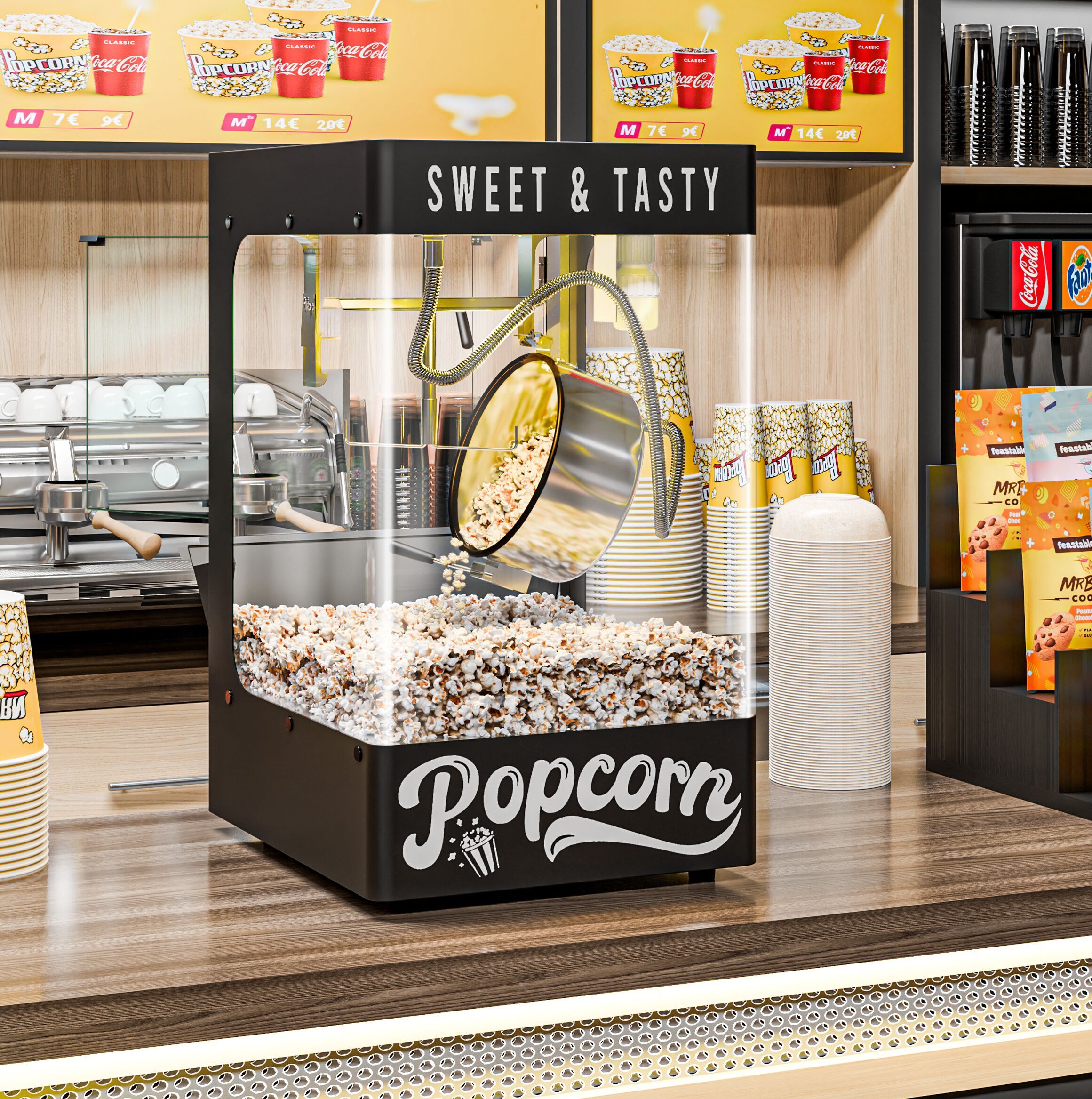 GGM Gastro Horeca Popcornmachine - 1,31kW - 5kg/h - met 1 ketel - zwart zwart