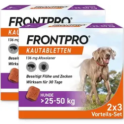 FRONTPRO Kautabletten Hunde >25 - 50 kg Doppelpack 2X3 St Kautabletten