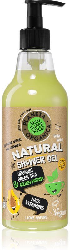 Organic Shop Skin Super Good Organic Green Tea & Golden Papaya natural shower gel with vitamins 500 ml