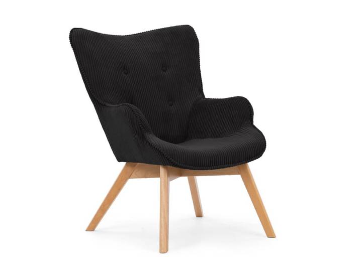 Fauteuil lounge en tissu côtelé noir