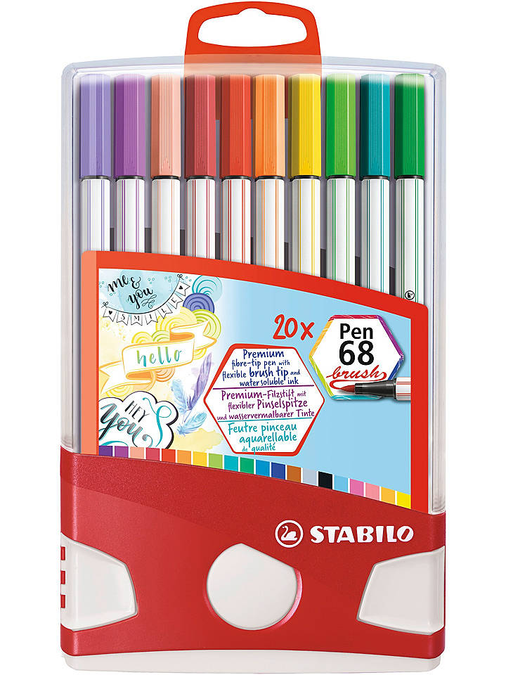 Premium-Filzstifte mit Pinselspitz "STABILO Pen68brush Colorparade"- 20 Stück - onesize