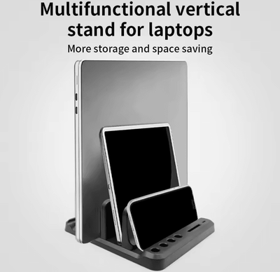 Uplift Curations Adjustable Vertical Laptop Stand Portable Tablet And Laptop Holder Dock For MacBook, Notebooks, And Phones Adjustable Vertical Laptop Stand Portable Tablet And Laptop Holder Dock For MacBook, Notebooks, And Phones