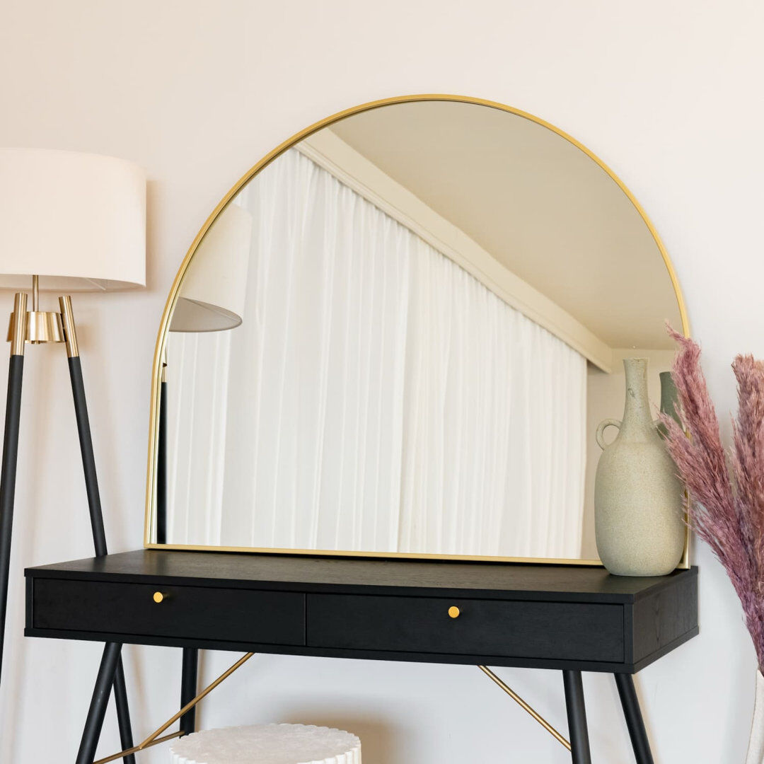 Metro Akiko - Gold Metal Arched Wall & Leaner Mirror Gold 95cm x 120cm