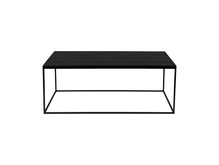 Table basse en céramique noire, rectangulaire, pieds métal fins -