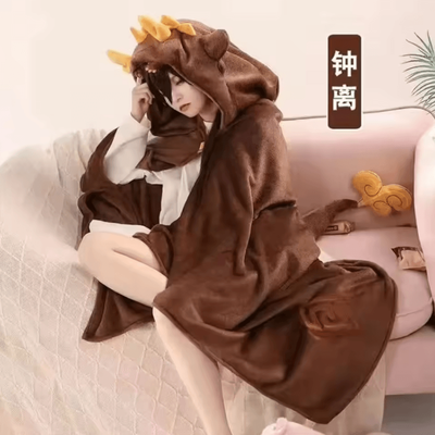 Inspire Curations Zhongli Genshin Impact Wearable Hooded Cloak Blanket zz 2 100x160cm(39x63inch)