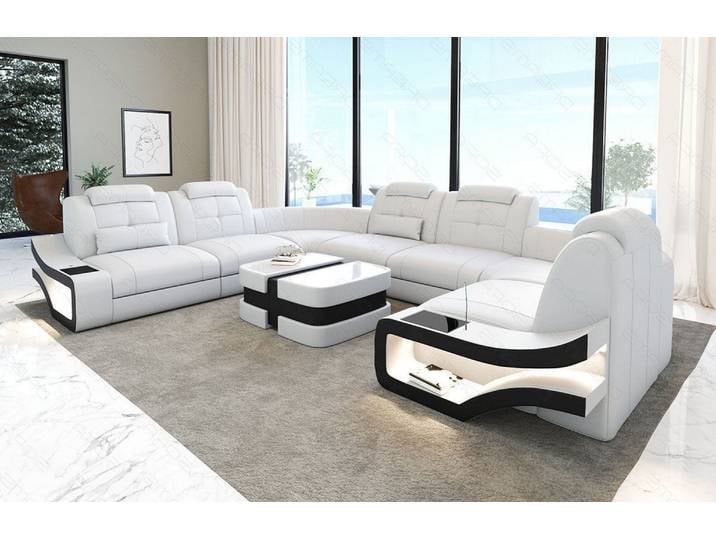 Sofa Elena Eleganz U-Form in Leder