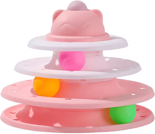 Inspire Curations SpinPaws 4 Level Interactive Cat Toy Tower pink
