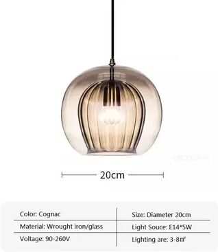 Quick Pick Pro LED Hanging Lamp Modern Glass Pendant Light, Chandelier Lighting Fixtures For Dining Living Room, Home Decor cognac 20cm