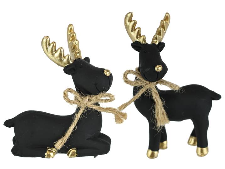 Dekofigur I.GE.A. Tierfigur Elch , schwarz, B:7cm H:8cm, Polyresin, Dekofiguren, Dekofigur, Figur Rentier Skulptur Statue Weihnachtsdeko Hirsch Dekohirsch Advent