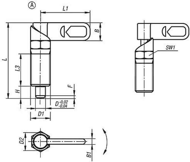 KIPP Sperrriegel M10 x 1 D4 SW10 Form A ohne Kappe Mutter (K1679.0404101)