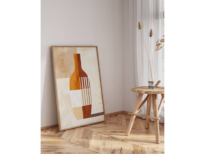 Impression artistique Vase géométrique Revêtement : verre acrylique Structure : hêtre laqué Multicolore 63 x 83cm