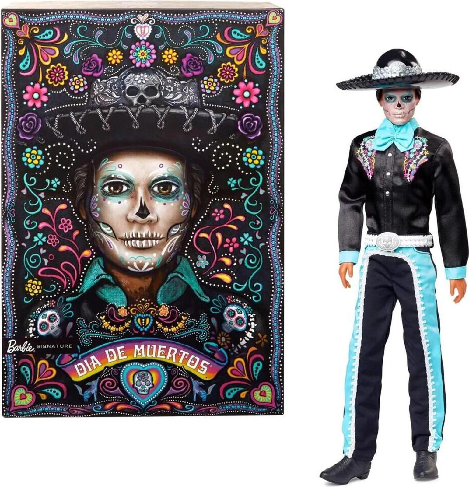 Barbie Signature Día de Muertos 2024 Ken-pop in zwart pak met hoed