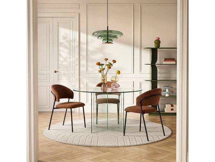 HABITAT - Table à manger ronde en verre trempé - 4 couverts - Transparent - Design by Céline Mognon Fichet - Elory