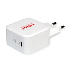 Roline USB Charger mit Euro-Stecker, 1x USB Typ C Port, PD, 61W (61 W, 1 Port), USB Ladegerät, Weiss