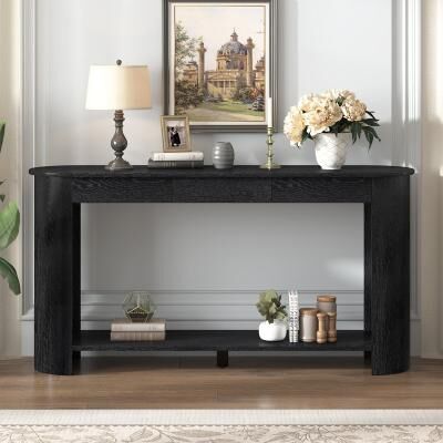"59.8"" Modern Oak Veneer 3-Drawer Console Table for Living Room, Hallway, Entryway, Foyer and Corridor"