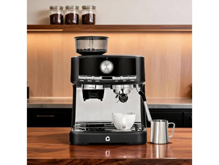 IDEALHOUSE Espressomaschine 15 Bar Mit Mahlwerk & Milchaufschäumer Halbautomatische Kaffeemaschine mit 30 Mahlgraden, 58mm Siebträger, 1,5L Tank und automatischer Entkalkung