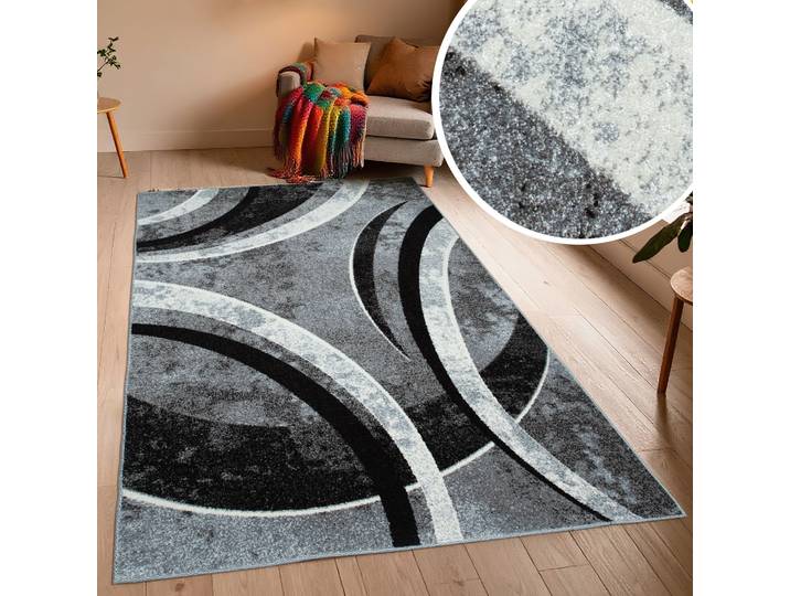 Teppich OTTO HOME Flow, geometrisches Design , grau, B:60cm H:9mm L:110cm, Kunstfaser, Teppiche, Teppich, grafisch, abstrakt, elegant, Wohnzimmer, Schlafzimmer