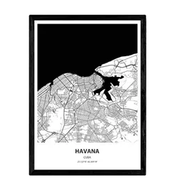POSTER Karte Von Havanna - Kuba A3 Schwarzer Rahmen