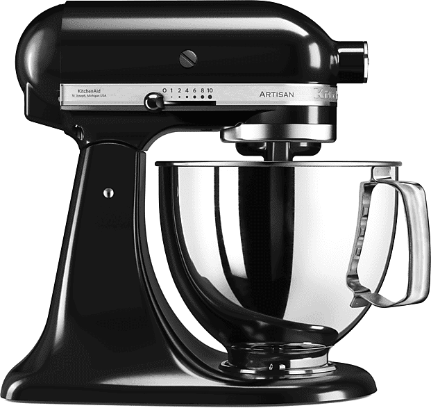 Robot amasador - KitchenAid 5KSM125EOB, 300W, 4.8L, Negro