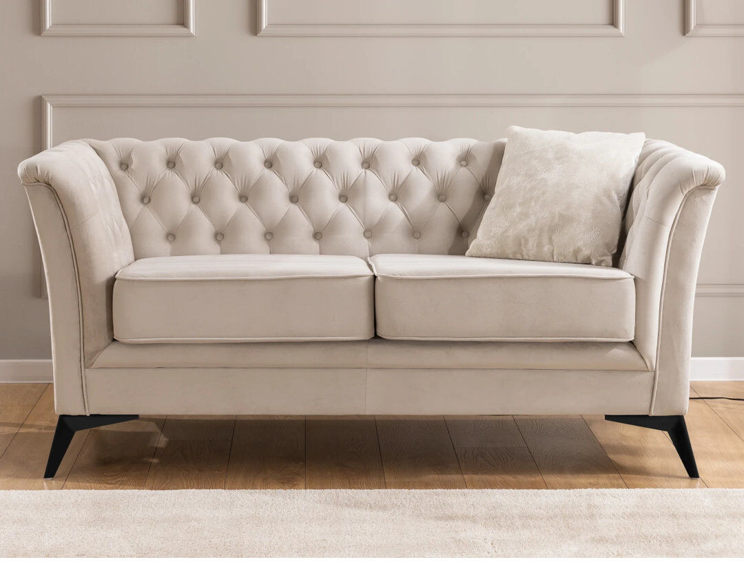 S-Style Furniture Whitby 2 Seater Velvet Loveseat Black/Beige