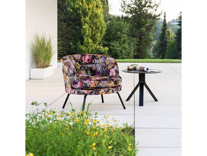 Stern Lounge-Sessel Leni Aluminium schwarz matt Dessin Flower mit