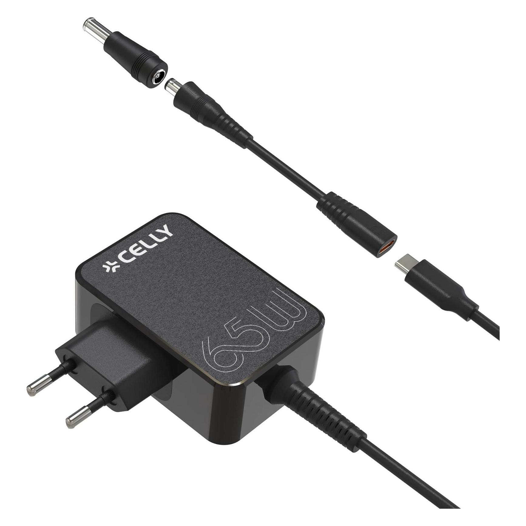 Celly USB-C Wall Charger for Laptops (PRO POWER) (65 W, 1 Port) (TCTIPS65WBK)