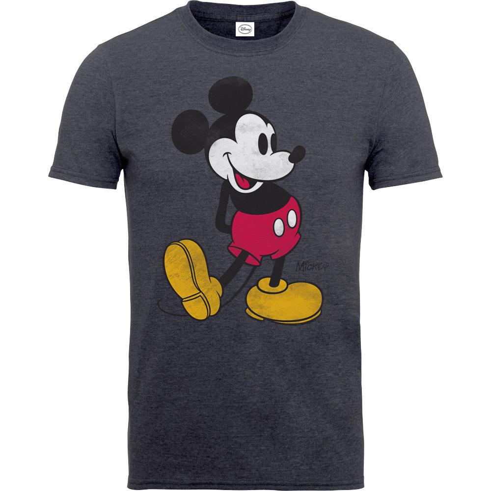 Disney Unisex Mickey Mouse Vintage T-shirt voor volwassenen (Houtskool Grijs)