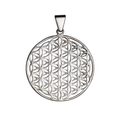 Kettenanhänger VIVANCE "925 Sterling Silber rhodiniert Blume des Lebens", weiß, Schmuckanhänger, Damen, one-size, Silber 925 (Sterlingsilber), 1 g, Kettenanhänger