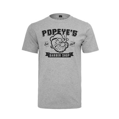 T-Shirt MERCHCODE "Merchcode Herren Popeye Barber Shop Tee", Herren, Gr. M, grau (erdgrau), 90% Baumwolle, 10% Polyester, bedruckt, normal, Rundhals, Shirts T-Shirt