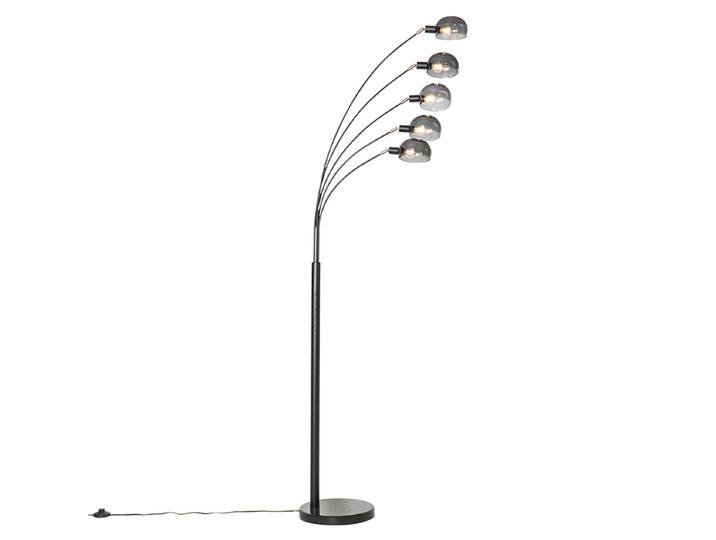Lampadaire design noir avec verre fumé 5 lumières - Sixties Marmo