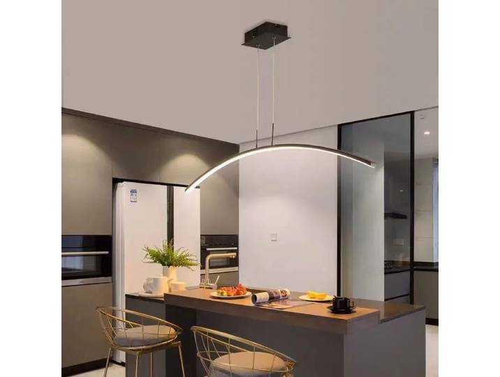 Ligne design pendentif LED lumières blanc noir Suspension lustre Restaurant chambre lampe salon décoration cordon suspendu