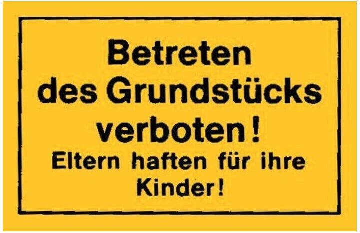 Schild 250x150 Betreten Grundstücks verb gelb ; Siebdruck Jäger (4317784367981)