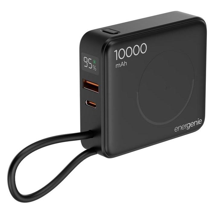 Gembird Powerbank 10000 mAh, szybkie ładowanie 20 W, z ładowarką bezprzewodową, czarny (10000 mAh, 20 W) (PB10-WPC15-LCD-01)