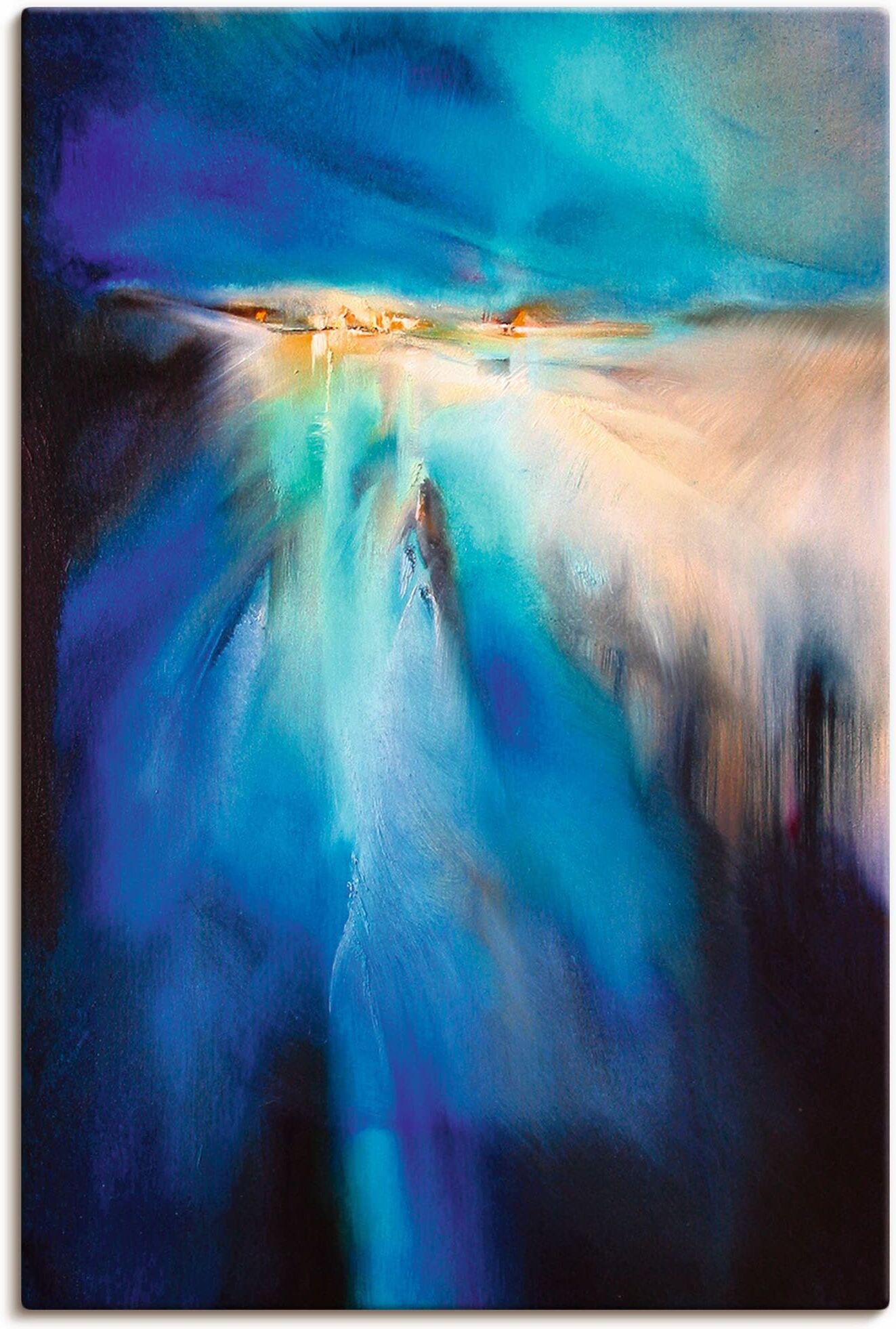 Leinwandbild ARTLAND "Winterabend II", blau (farbe bild(er): blau), B:40cm H:60cm, Bilder, Leinwandbild, auf Holzrahmen gespannt farbe bild(er): blau B/H/T: 40cm x 60cm, Leinwandbild Gegenstandslos Hochformat, 1 Stk.