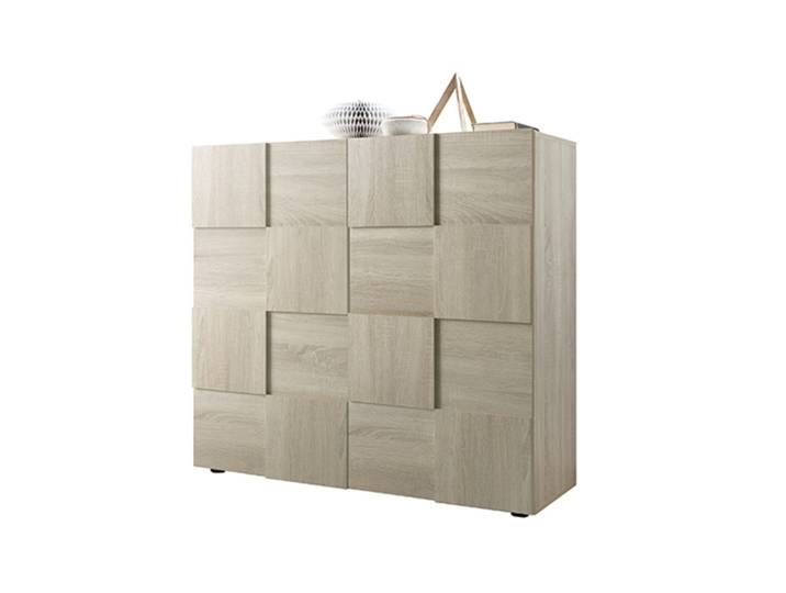Meuble de rangement 2 portes Damier bois - Basika