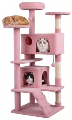 Costway 52 Inch Tall Cat Tree Tower for Indoor Cats-Pink