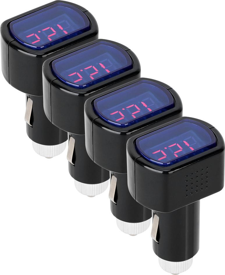 Set van 4 Gistuch LED digitale autometers met batterijspanningsmonitor